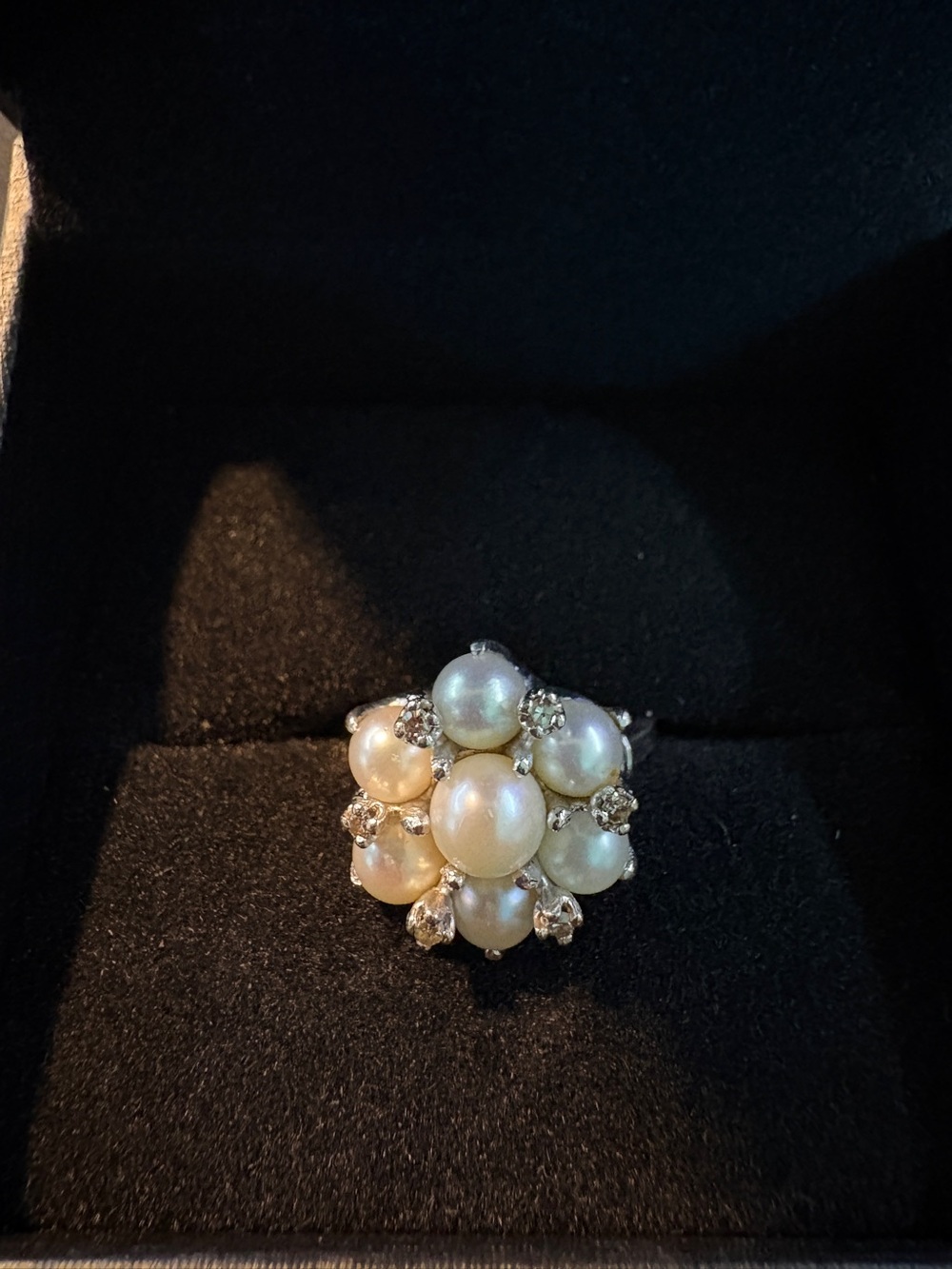 Akoya Pearl and Diamond Cocktail Ring - With Appraisal from Kay Jewelers Size 6